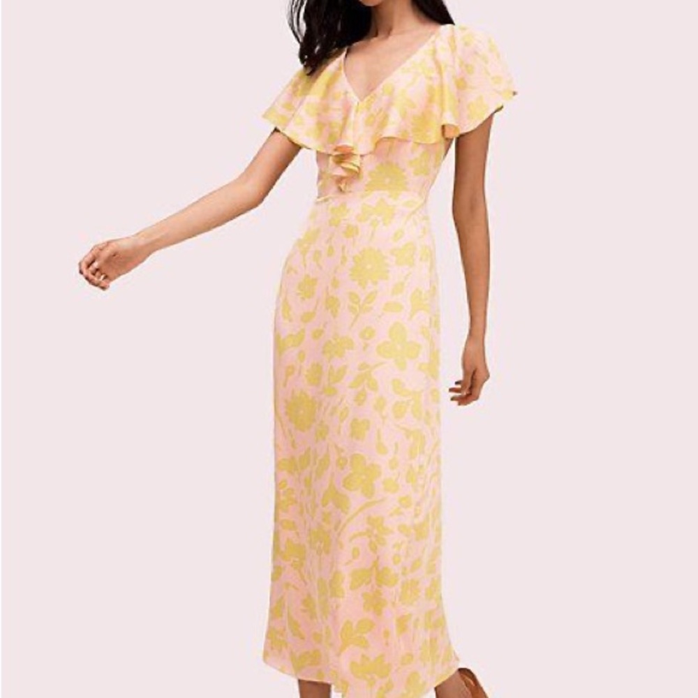 NWOT Kate Spade splash satin midi dress